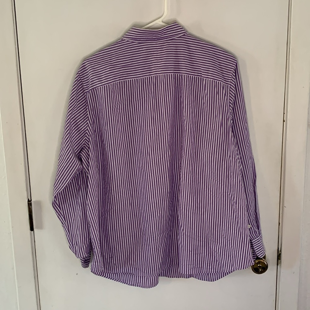 Ralph Lauren Black Label purple white vertical stripes button down shirt Sz 2X - Picture 9 of 9